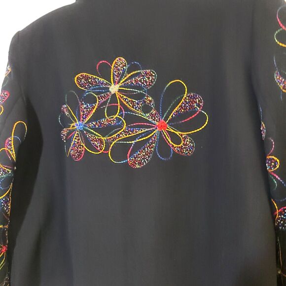 Vintage Jacket Blazer Wearable Art Artsy Beaded Embroidered Boho Womens S Lined - Picture 16 of 16